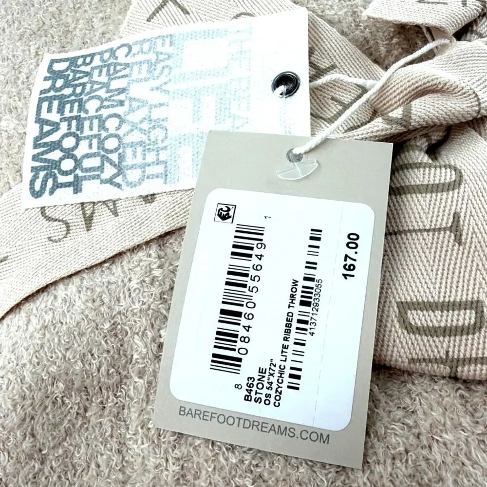 Barefoot Dreams Stone CozyChic Lite Ribbed Throw One Size 54